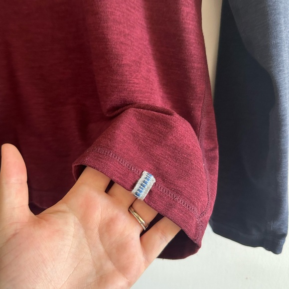 Marine Layer Weekend Sport Navy/Maroon Long Sleeve Quarter Zip Long Sleeve - Picture 4 of 5